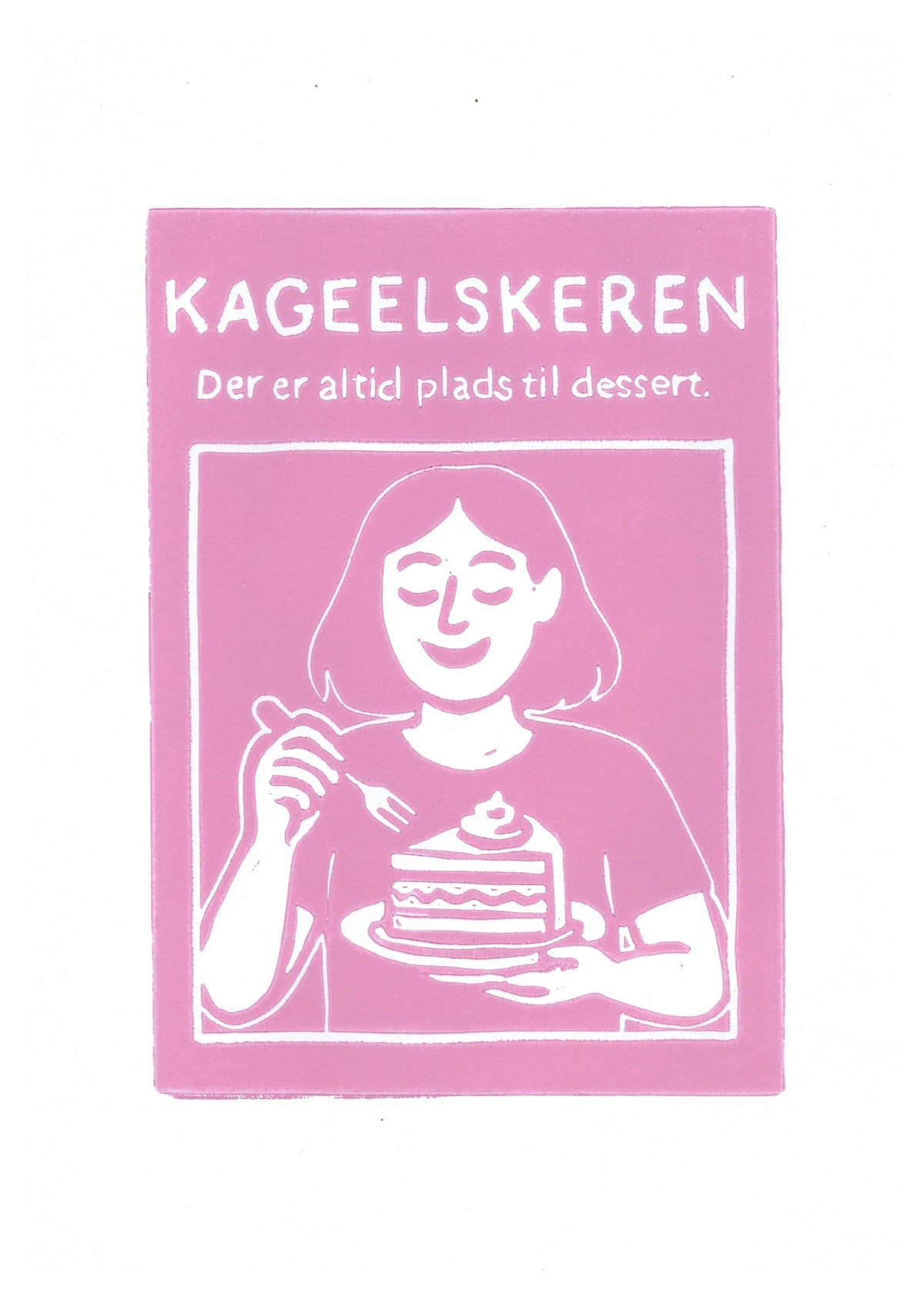 Kageelskeren – håndlavet linoleumstryk i A4 fra Celinas Linoleumstryk
