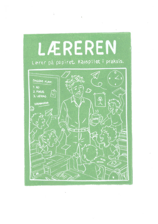 Læreren – håndlavet linoleumstryk i A4 fra Celinas Linoleumstryk
