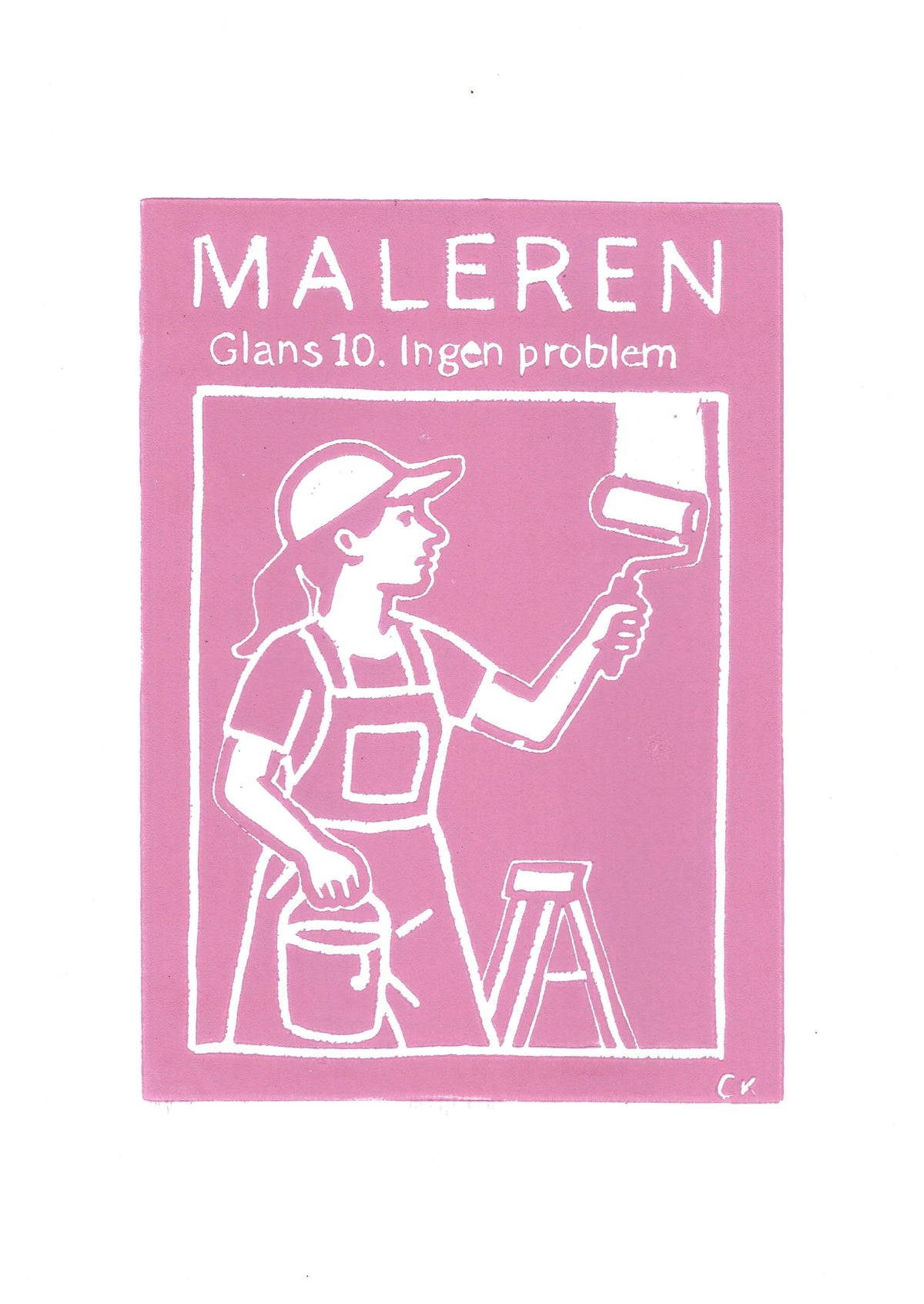 Maleren – håndlavet linoleumstryk i A4 fra Celinas Linoleumstryk
