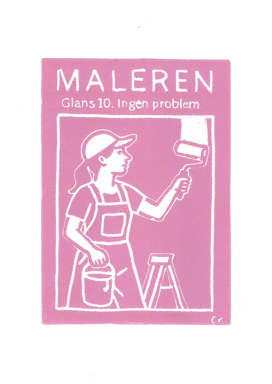 Maleren – håndlavet linoleumstryk i A4 fra Celinas Linoleumstryk
