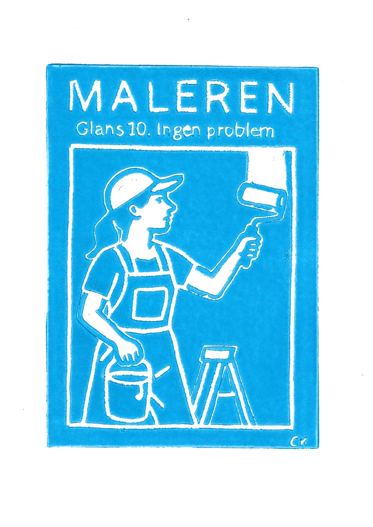 Maleren – håndlavet linoleumstryk i A4 fra Celinas Linoleumstryk
