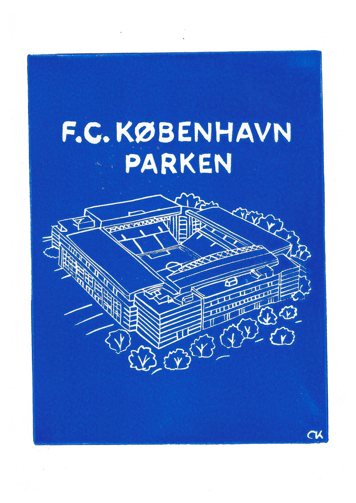Parken – håndlavet linoleumstryk i A4 fra Celinas Linoleumstryk
