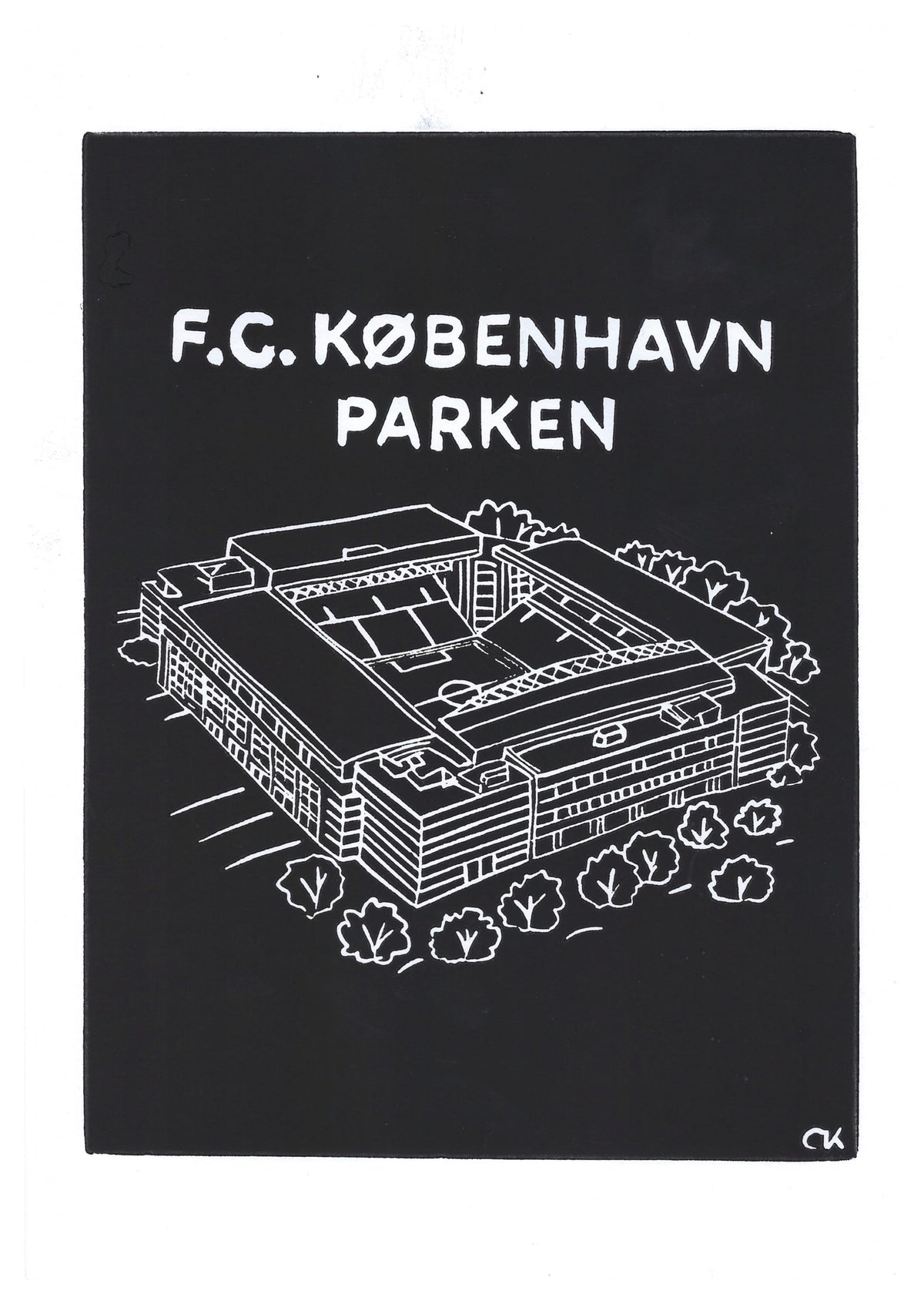 Parken – håndlavet linoleumstryk i A4 fra Celinas Linoleumstryk
