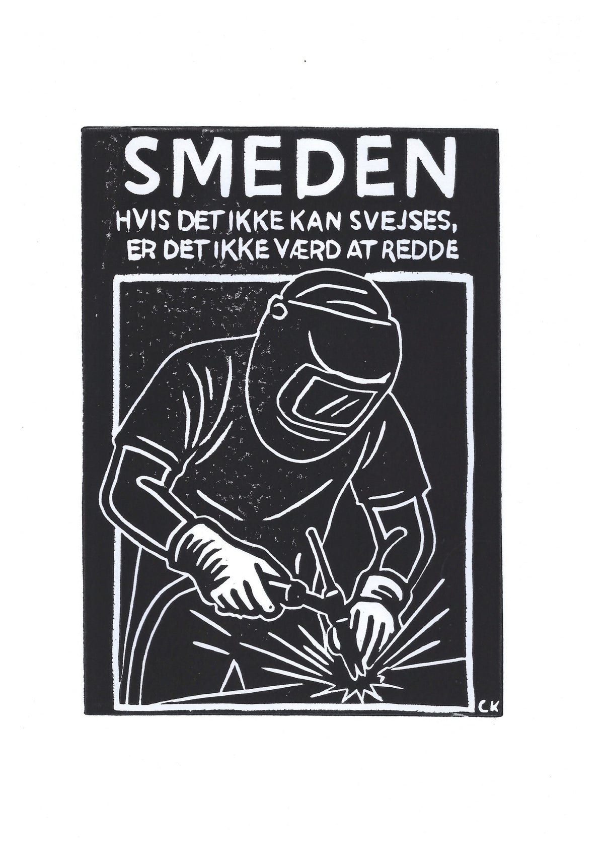 Smeden – håndlavet linoleumstryk i A4 fra Celinas Linoleumstryk
