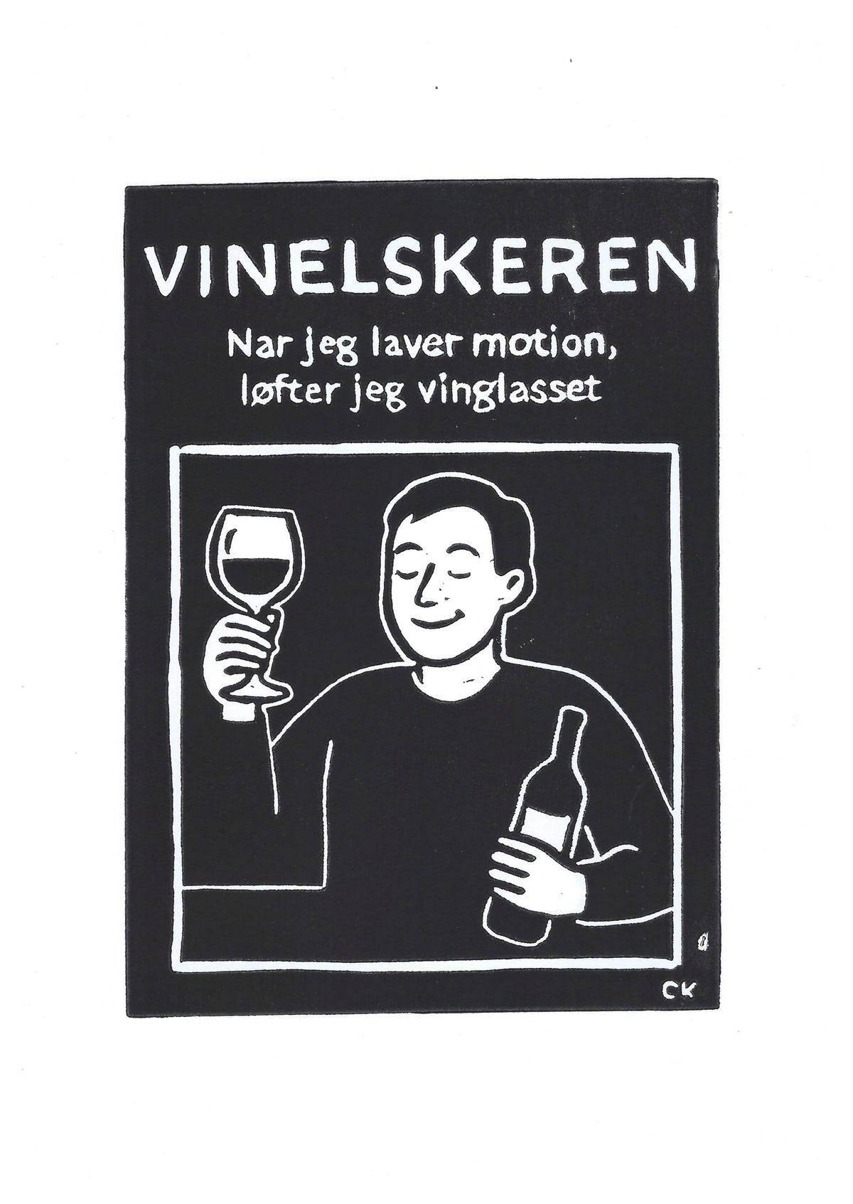 Vinelskeren – håndlavet linoleumstryk i A4 fra Celinas Linoleumstryk
